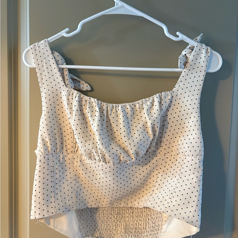 Polka Dot Top with Tie Shoulders